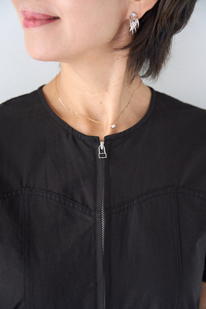 フロントジップコクーンシルエットオールインワン