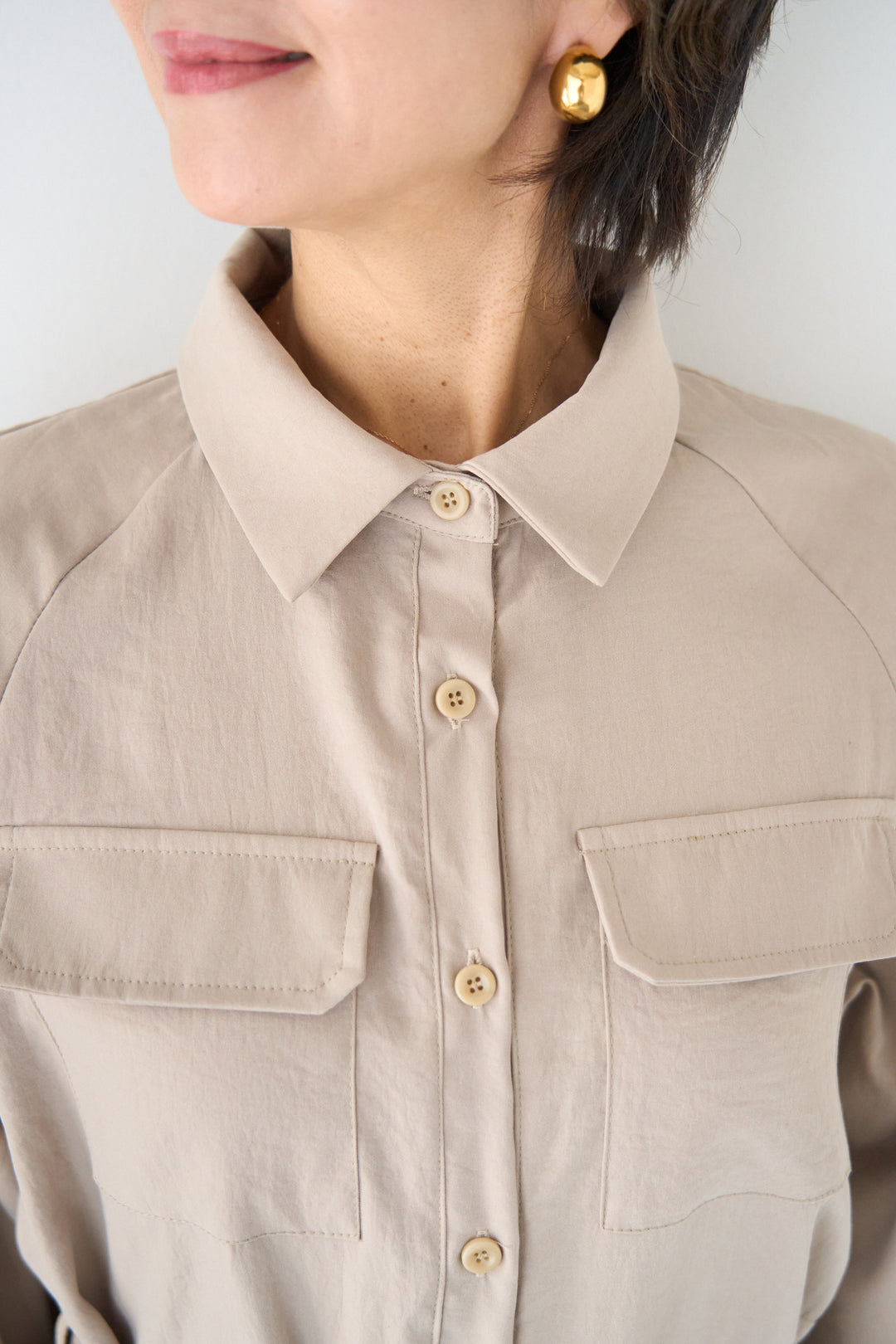 ヨークデザイン トレンチフレアワンピース