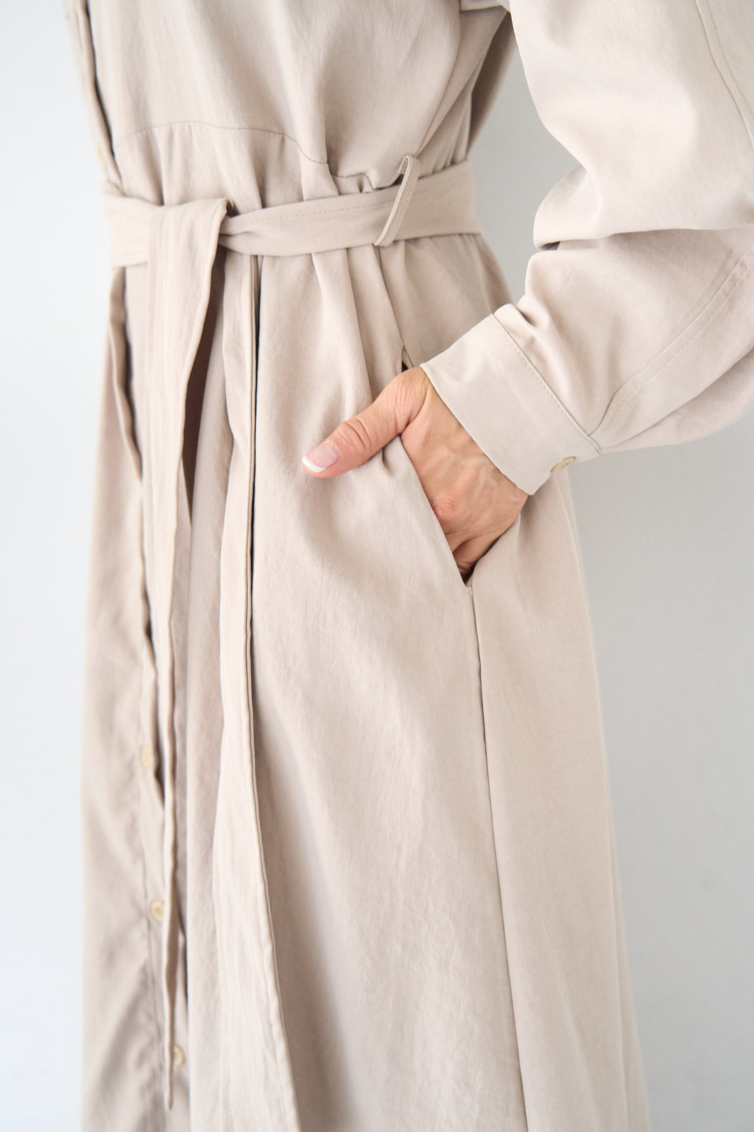 ヨークデザイン トレンチフレアワンピース