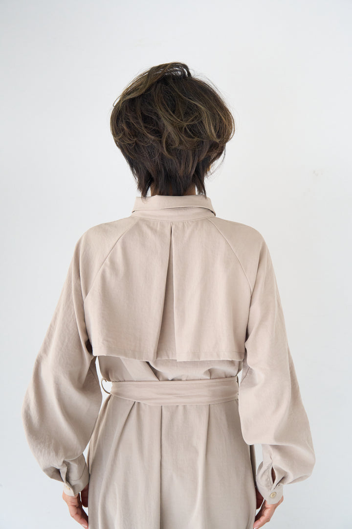 ヨークデザイン トレンチフレアワンピース