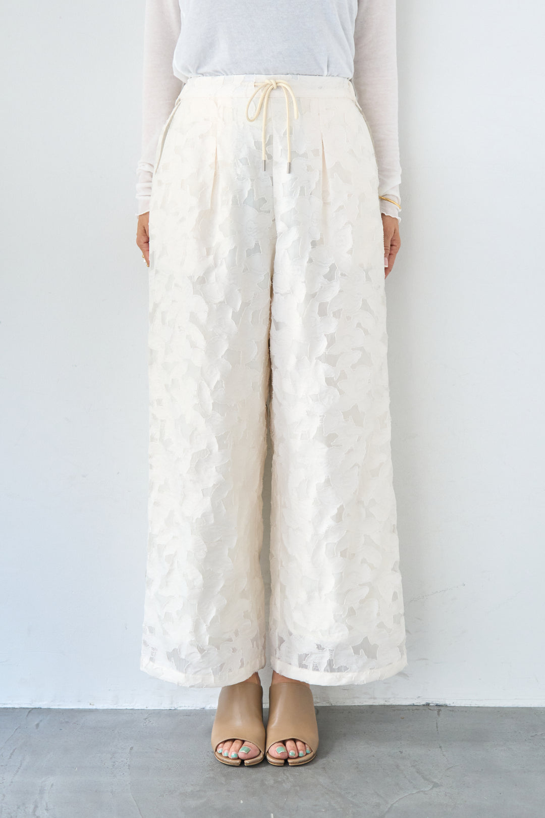 [SET]【セットアップ対応】フェミニンジャガード テーラードロングジレ+【セットアップ対応】フェミニンジャガード イージーワイドパンツ(2set)