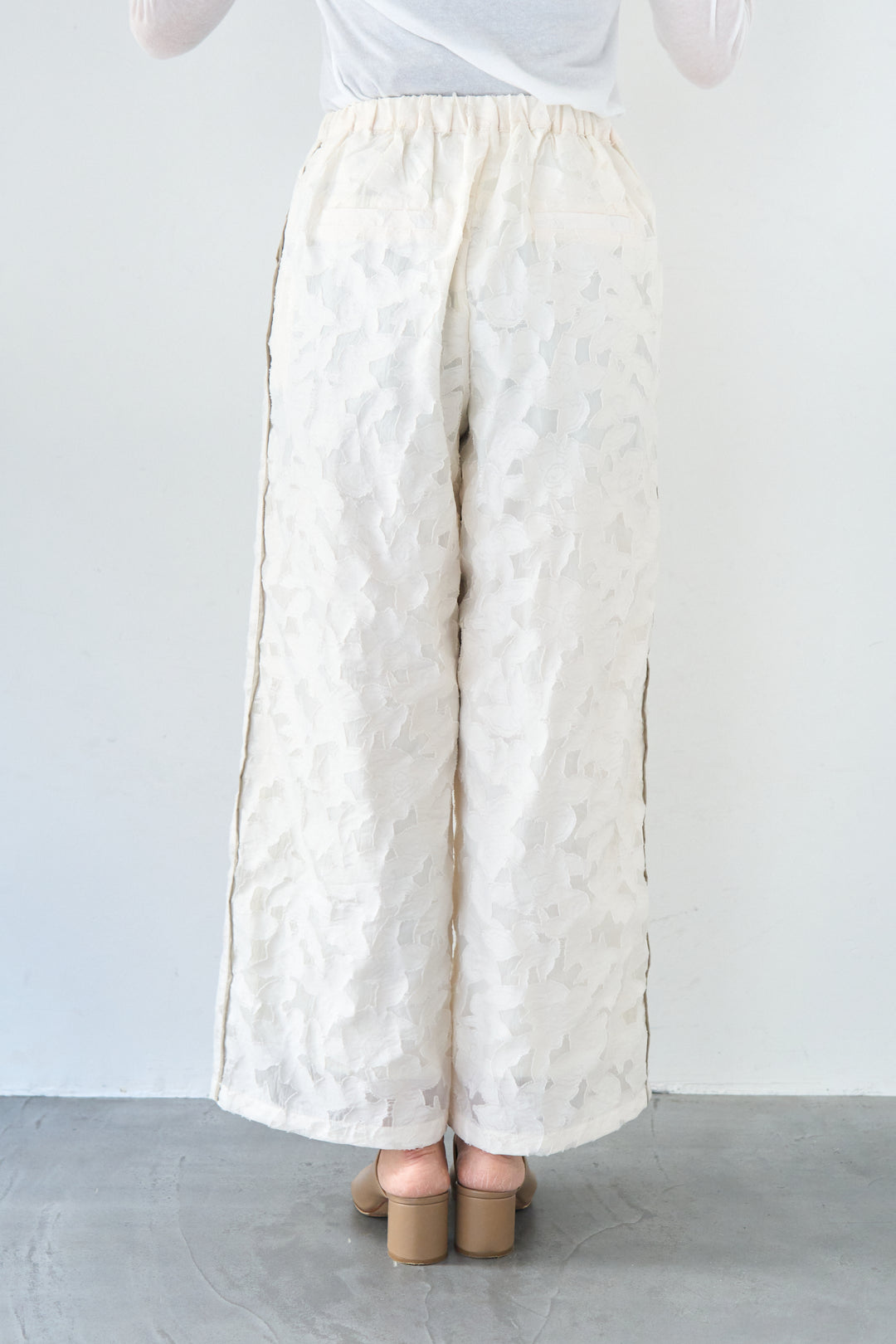 [SET]【セットアップ対応】フェミニンジャガード テーラードロングジレ+【セットアップ対応】フェミニンジャガード イージーワイドパンツ(2set)