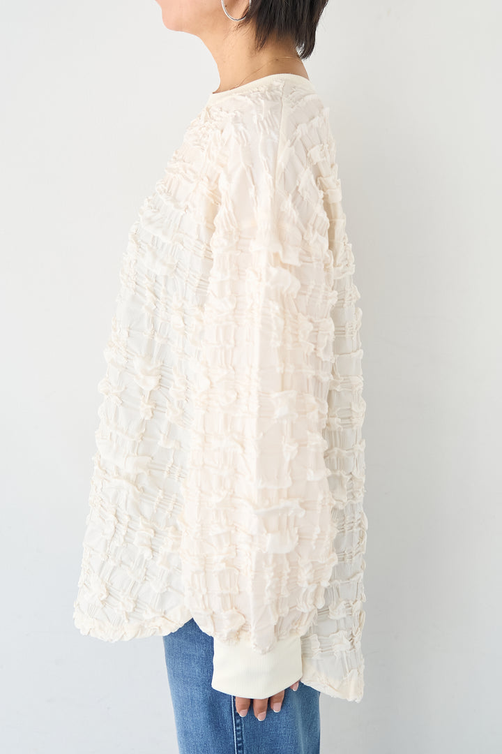 シャーリングジャガード ロングスリーブカットソー