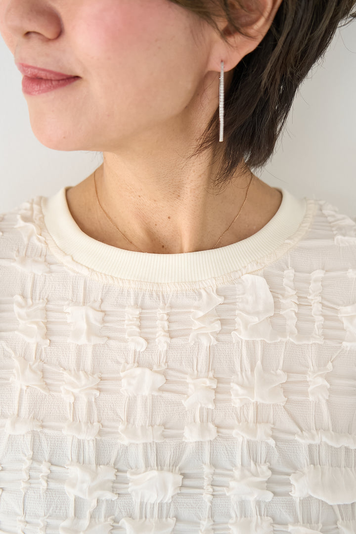 シャーリングジャガード ロングスリーブカットソー