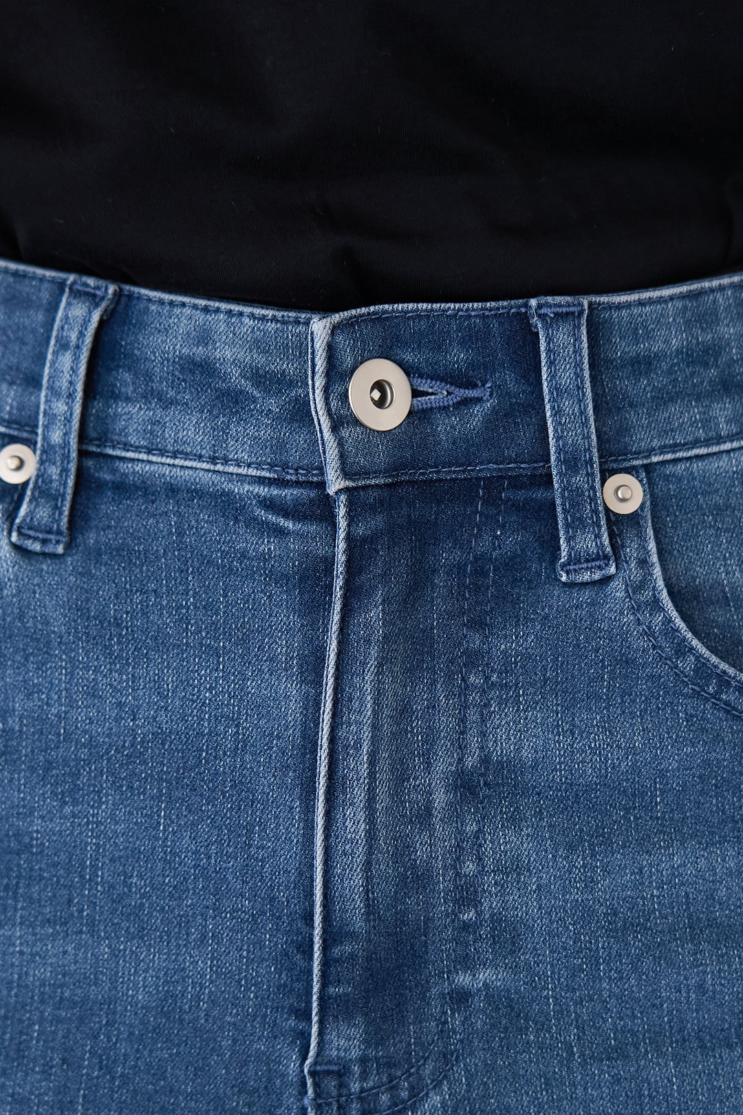 [SET]シャーリングネックボリュームブラウス+セミフレアデニムパンツ(2set)