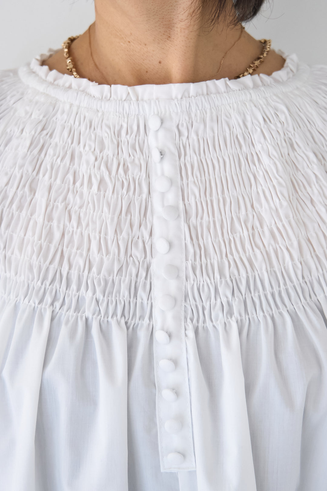 [SET]シャーリングネックボリュームブラウス+セミフレアデニムパンツ(2set)