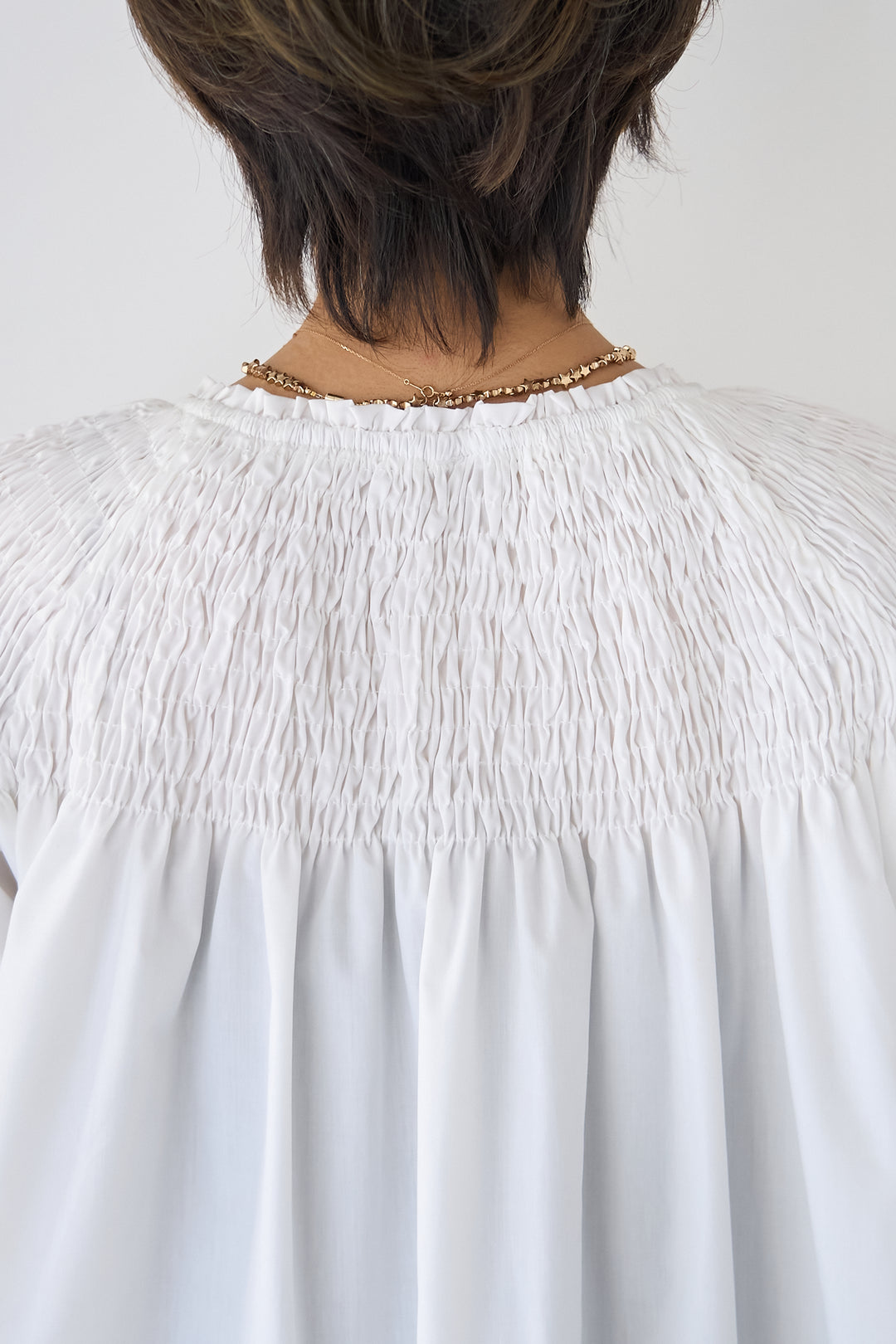 [SET]シャーリングネックボリュームブラウス+セミフレアデニムパンツ(2set)