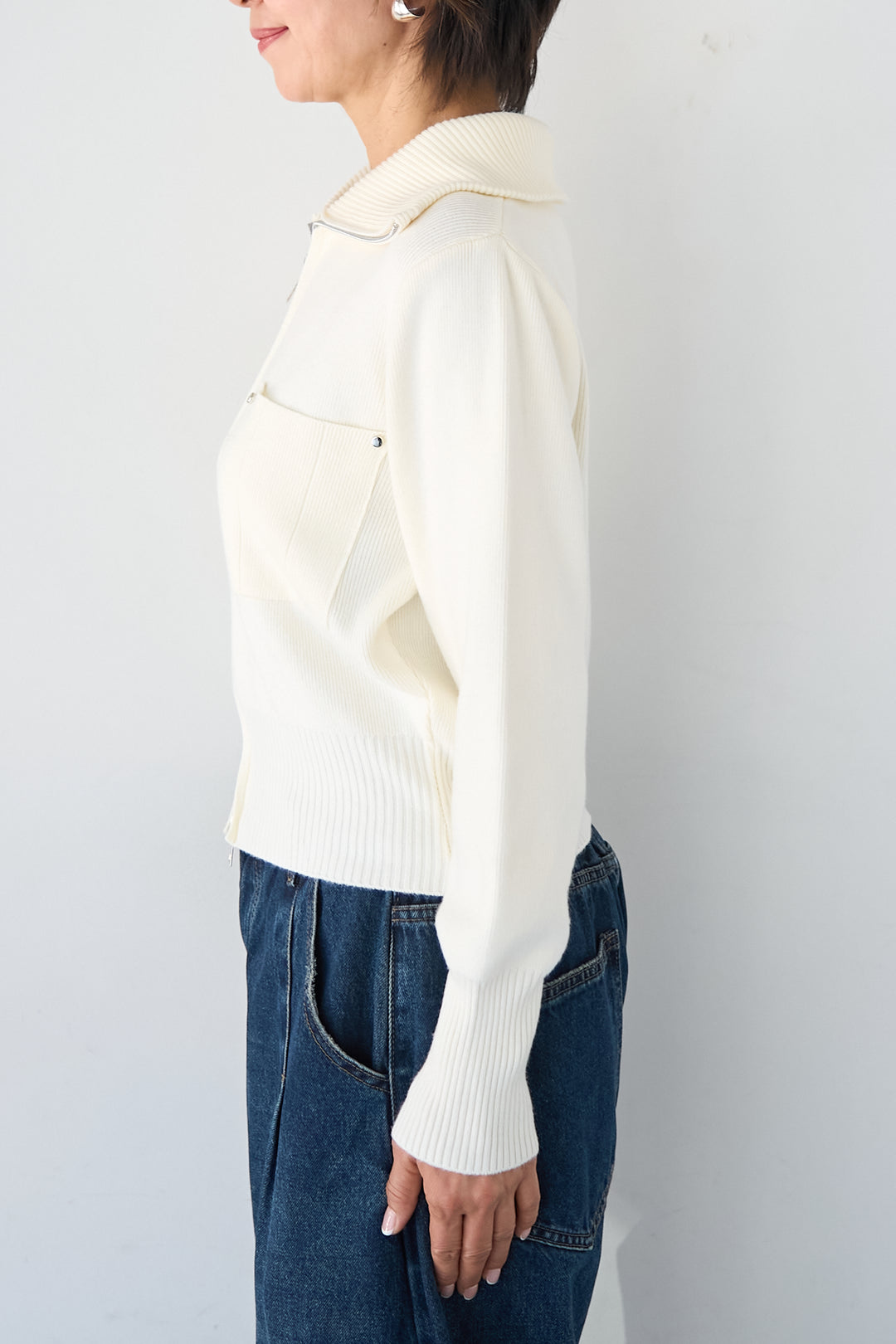 ダブルジップ リブニットブルゾン