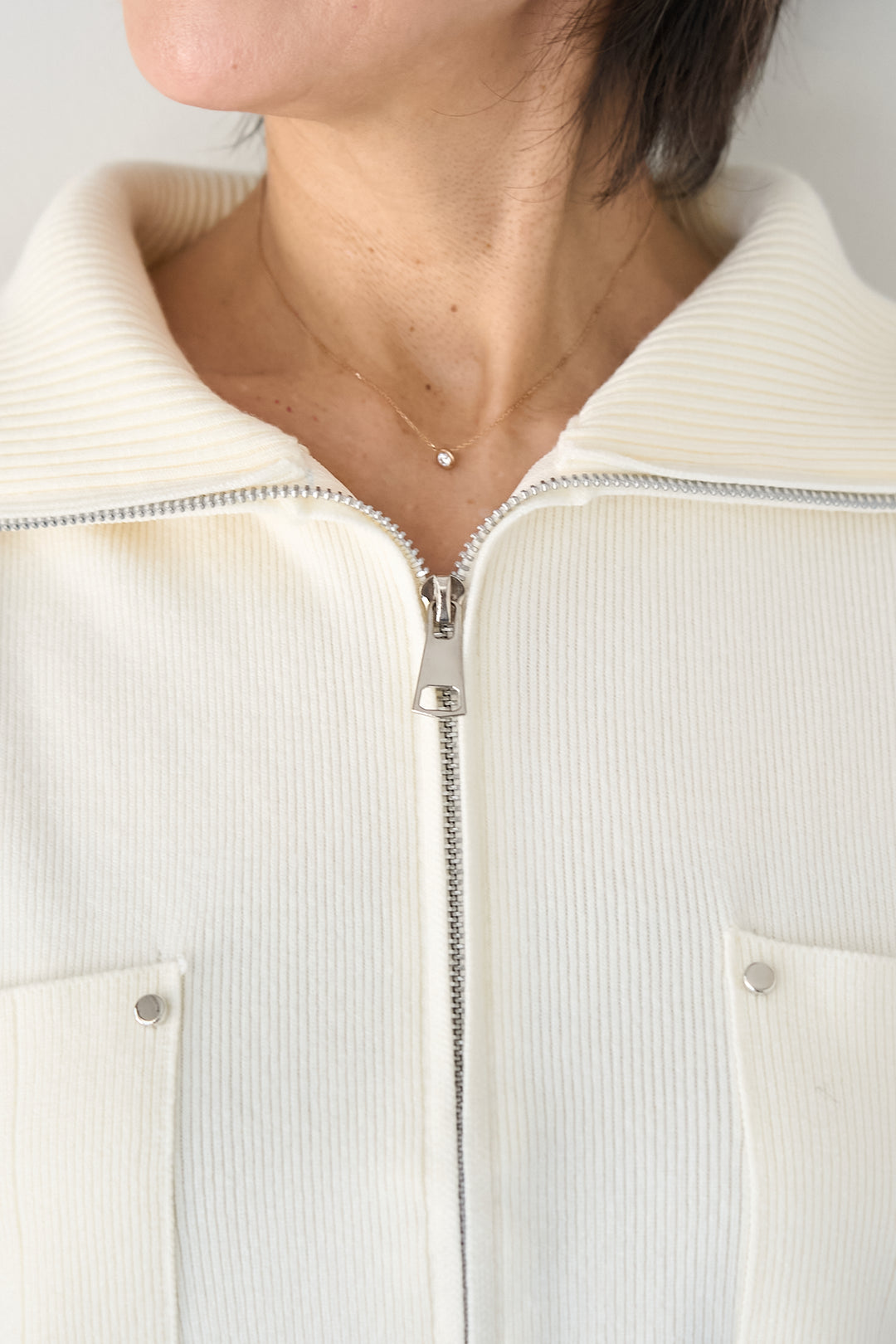 ダブルジップ リブニットブルゾン