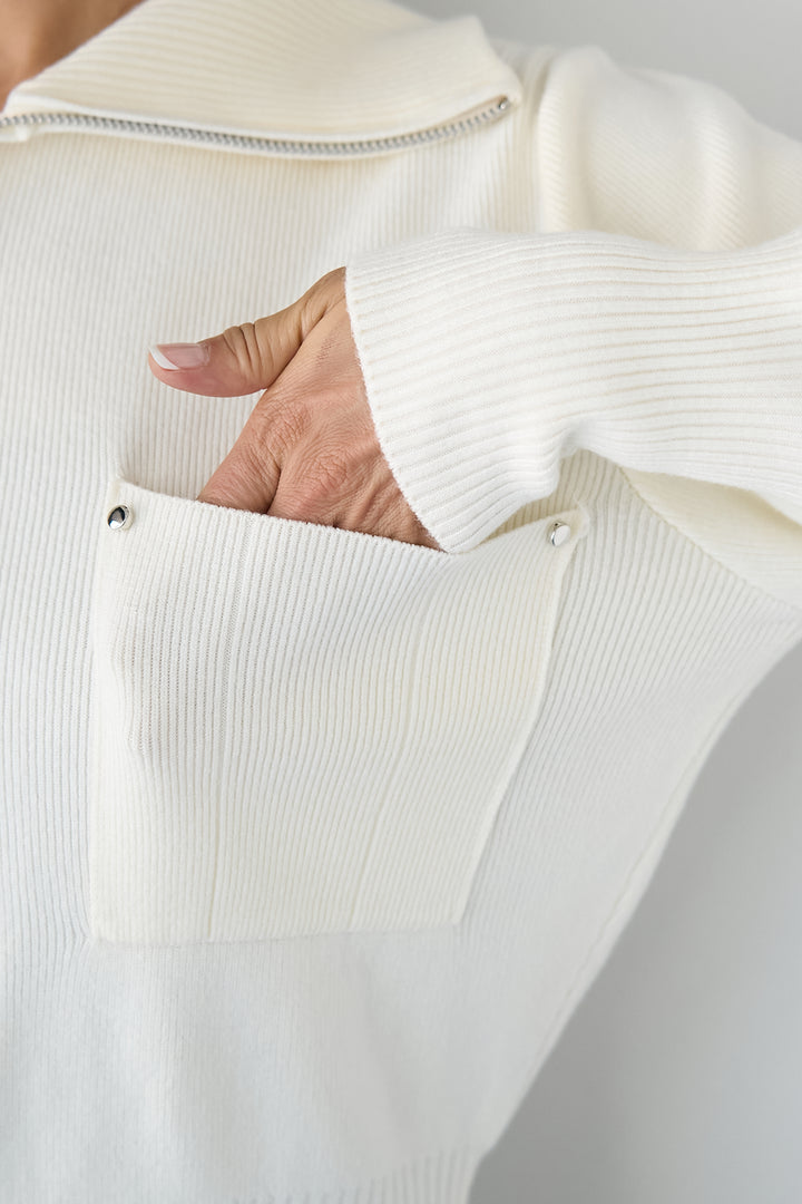 ダブルジップ リブニットブルゾン