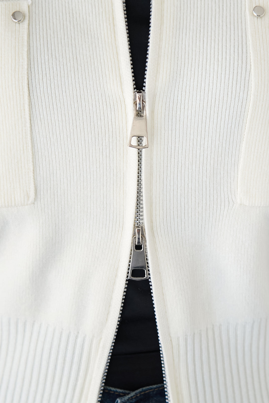 ダブルジップ リブニットブルゾン