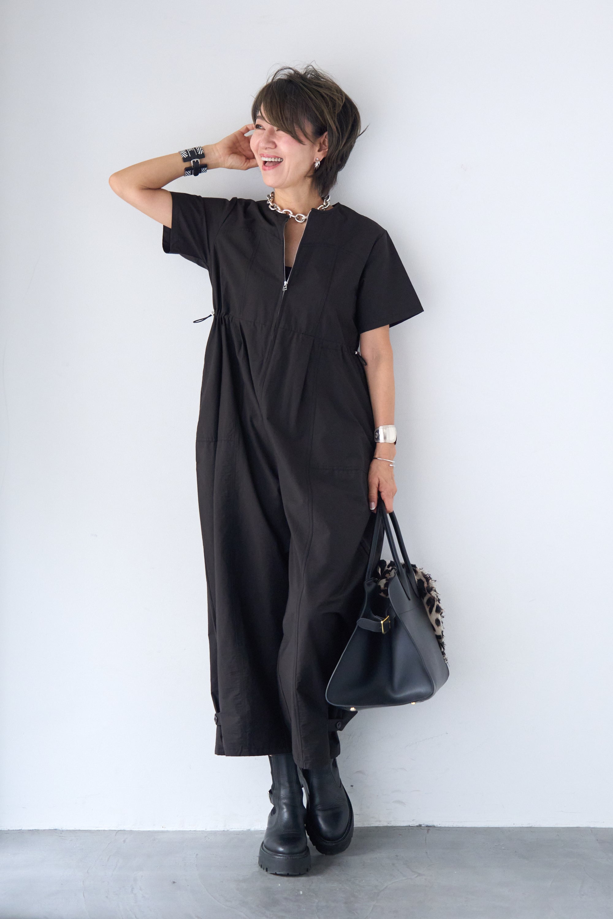 フロントジップコクーンシルエットオールインワン – plusotoha