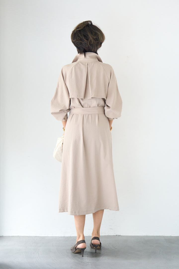 ヨークデザイン トレンチフレアワンピース