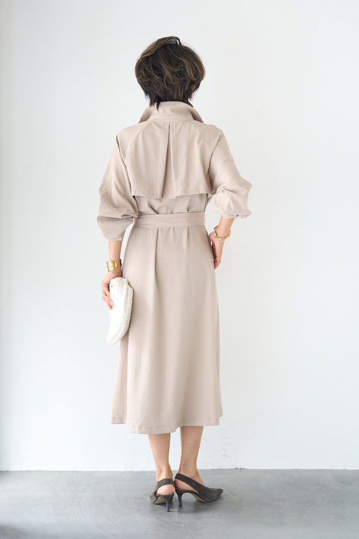 ヨークデザイン トレンチフレアワンピース