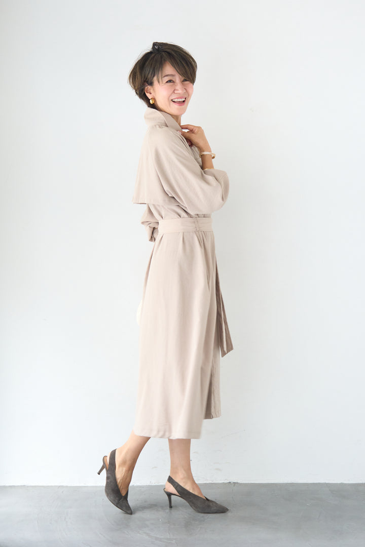 ヨークデザイン トレンチフレアワンピース