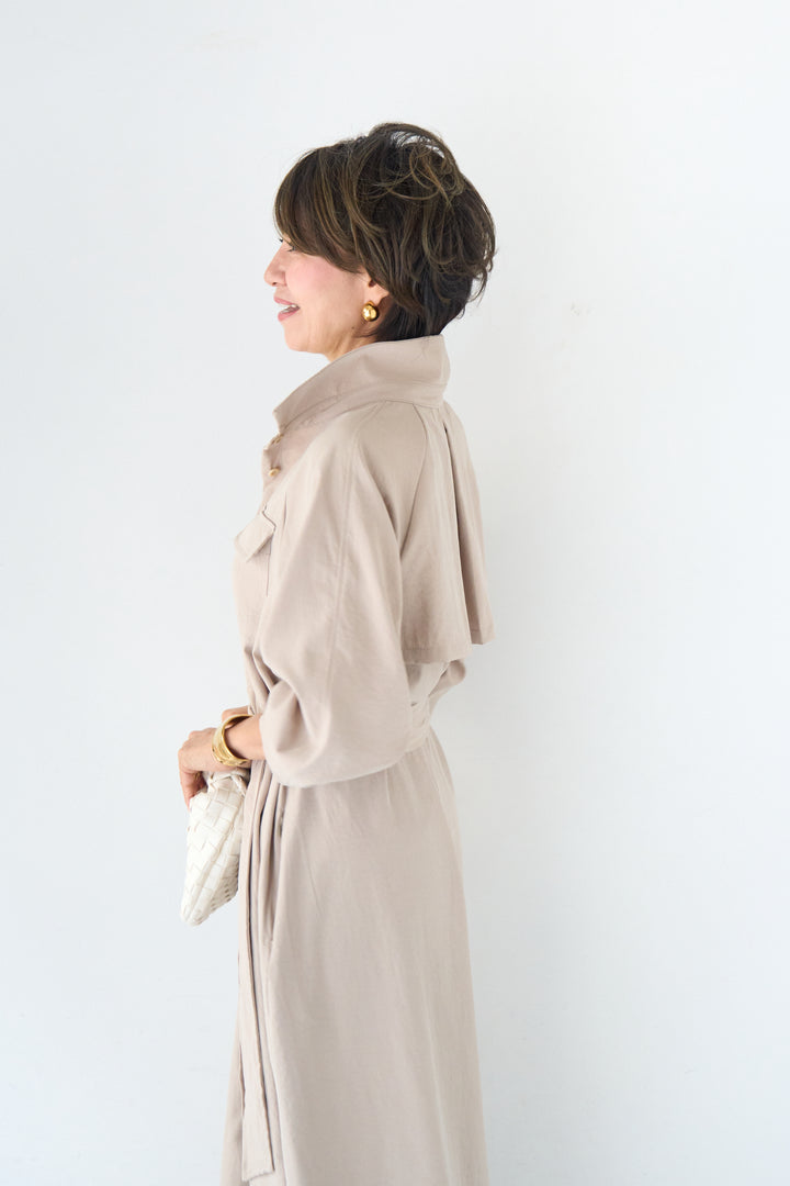 ヨークデザイン トレンチフレアワンピース