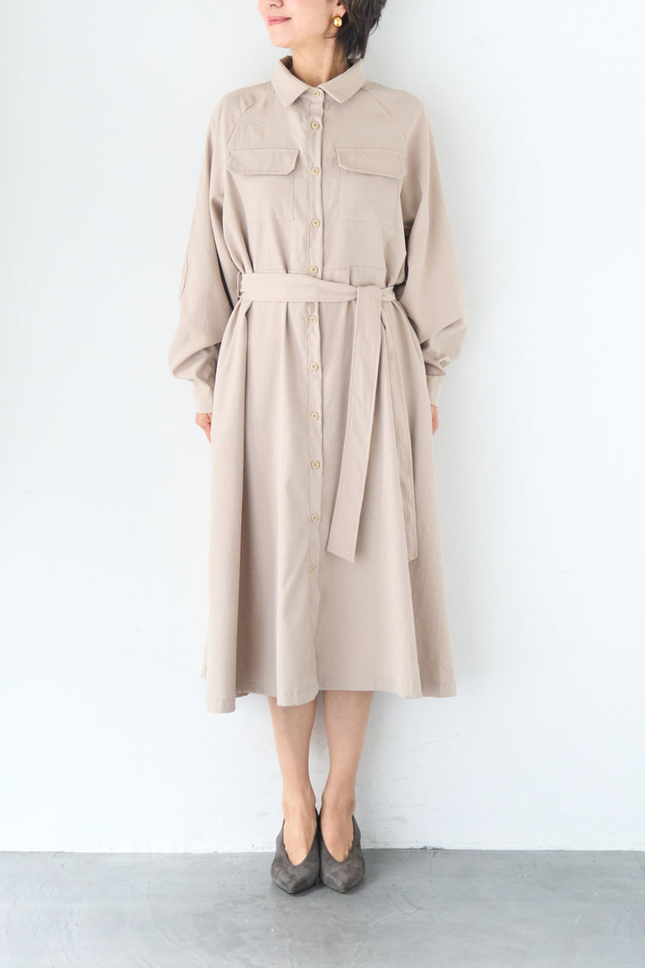 ヨークデザイン トレンチフレアワンピース