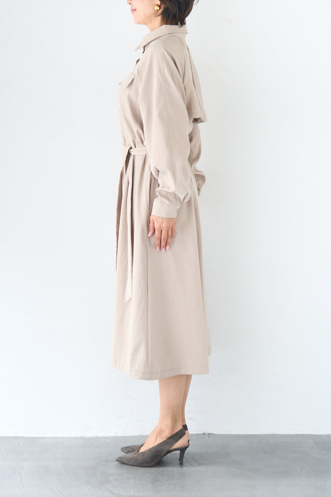 ヨークデザイン トレンチフレアワンピース