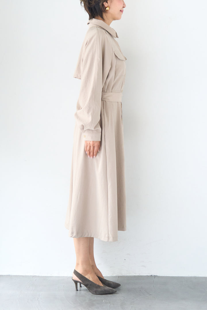 ヨークデザイン トレンチフレアワンピース