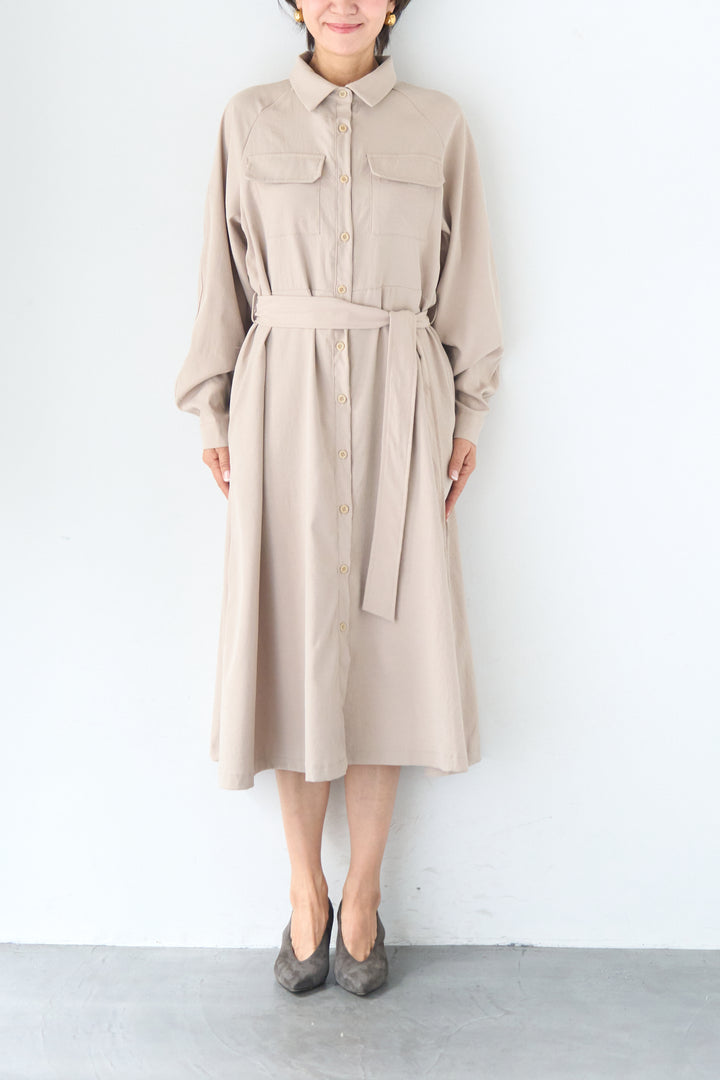 ヨークデザイン トレンチフレアワンピース