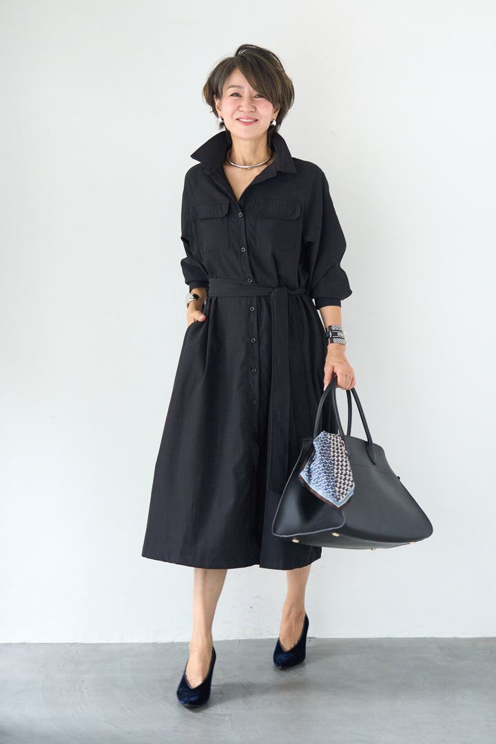 ヨークデザイン トレンチフレアワンピース