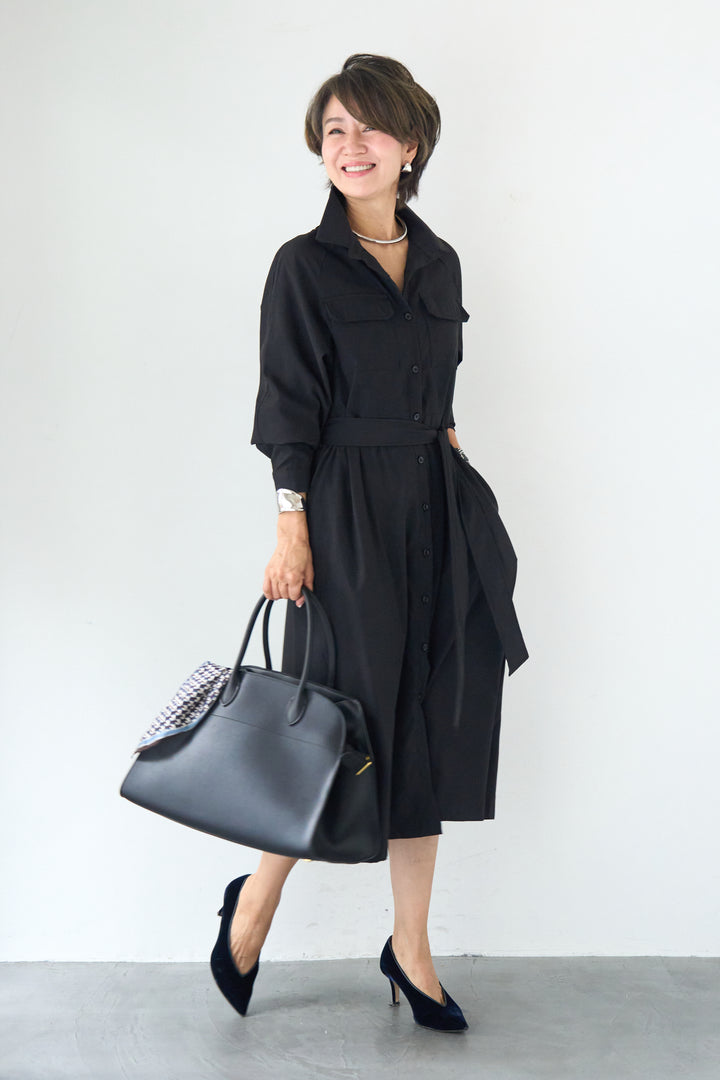 ヨークデザイン トレンチフレアワンピース