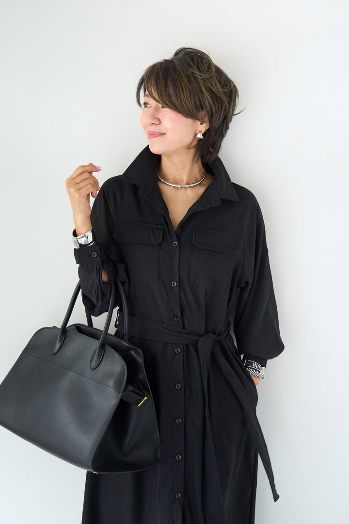 ヨークデザイン トレンチフレアワンピース