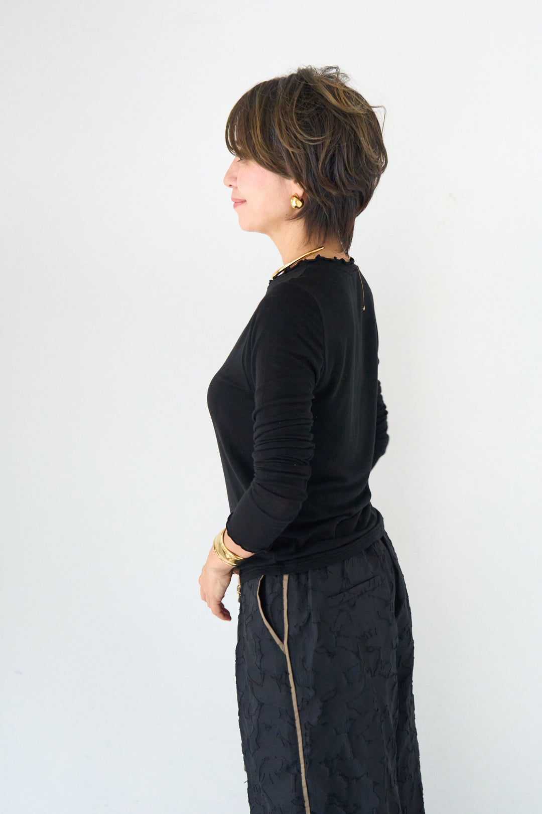 ソフトタッチ レイヤードハイネックカットソー