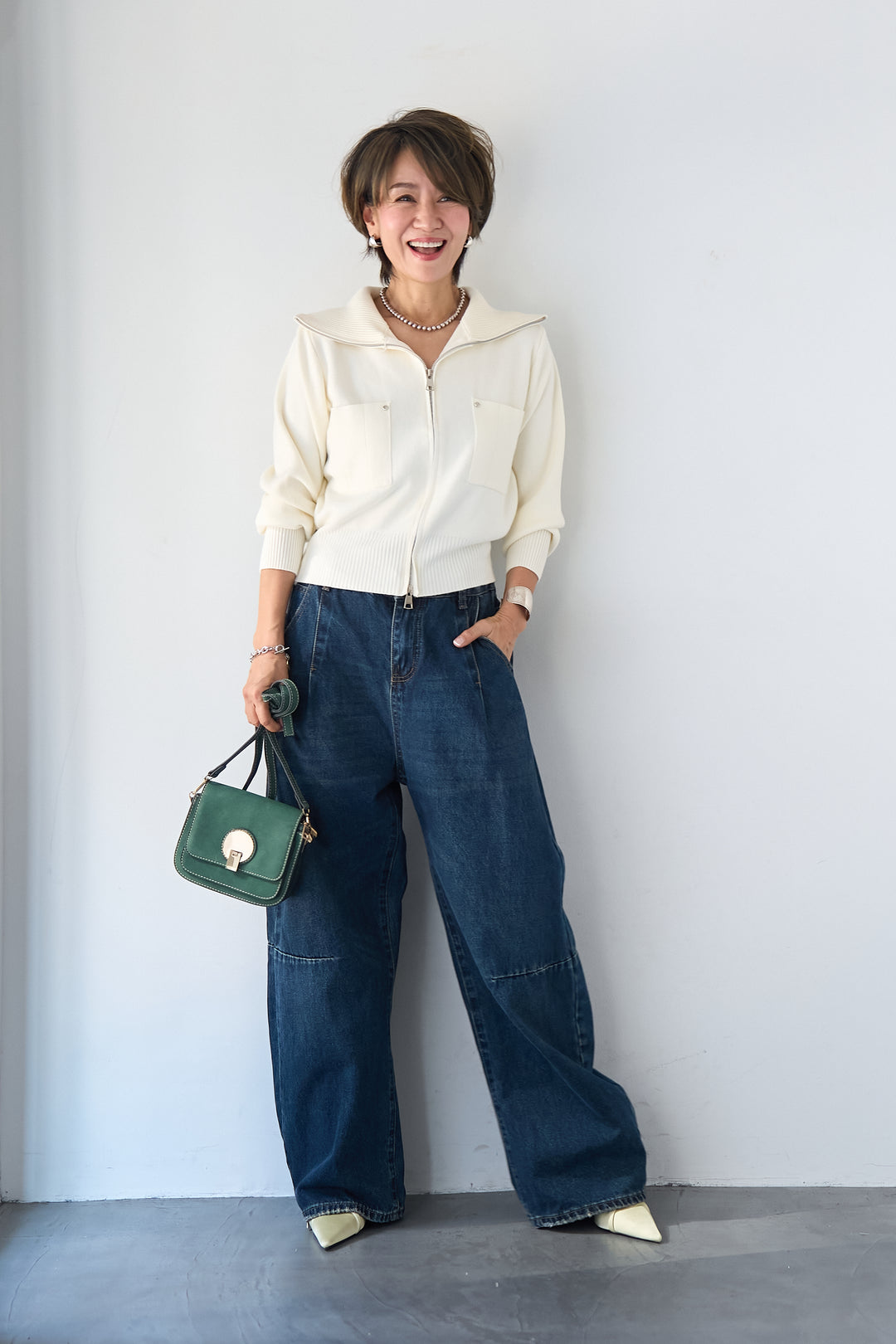 ダブルジップ リブニットブルゾン