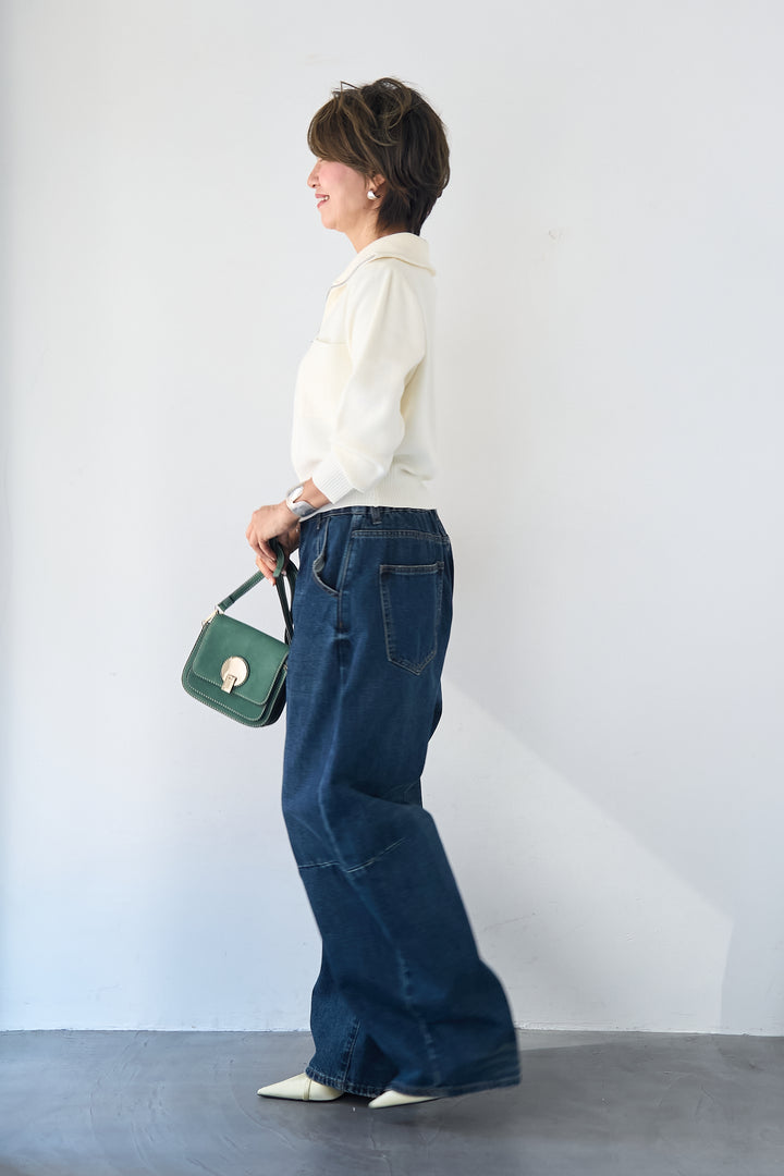 ダブルジップ リブニットブルゾン