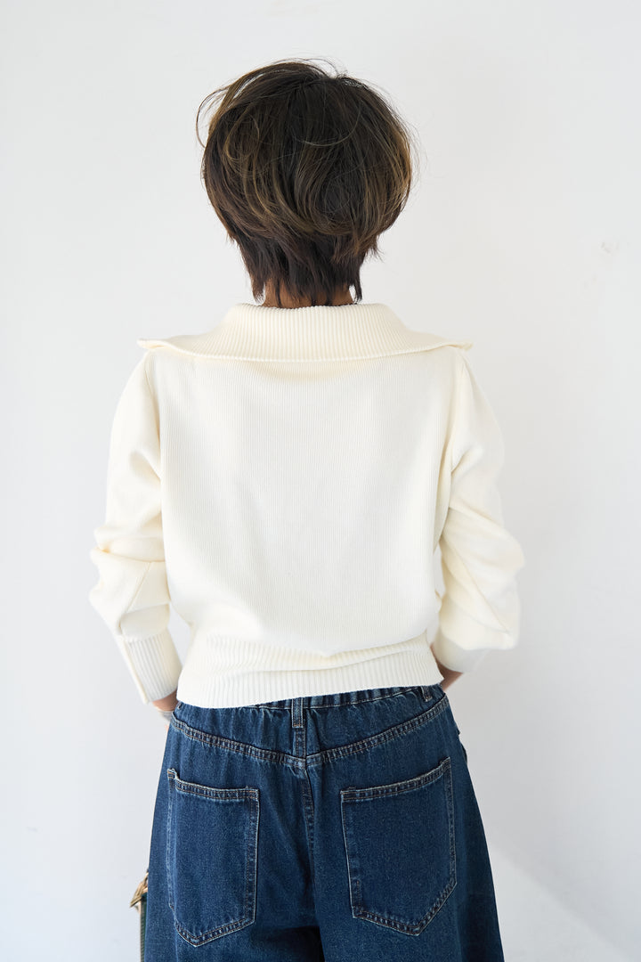 ダブルジップ リブニットブルゾン