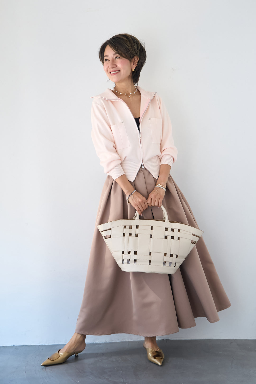 ダブルジップ リブニットブルゾン