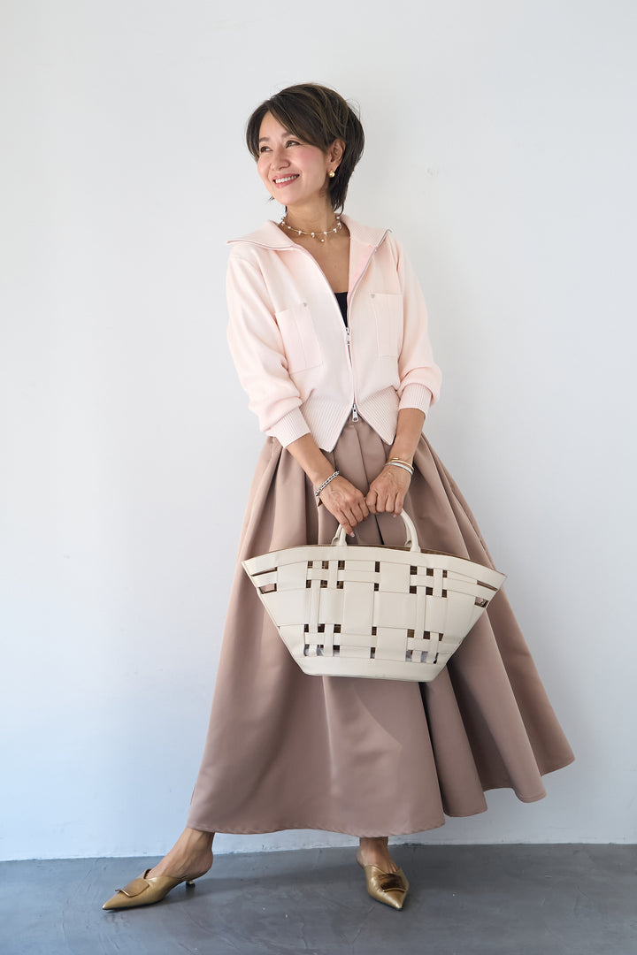 ダブルジップ リブニットブルゾン