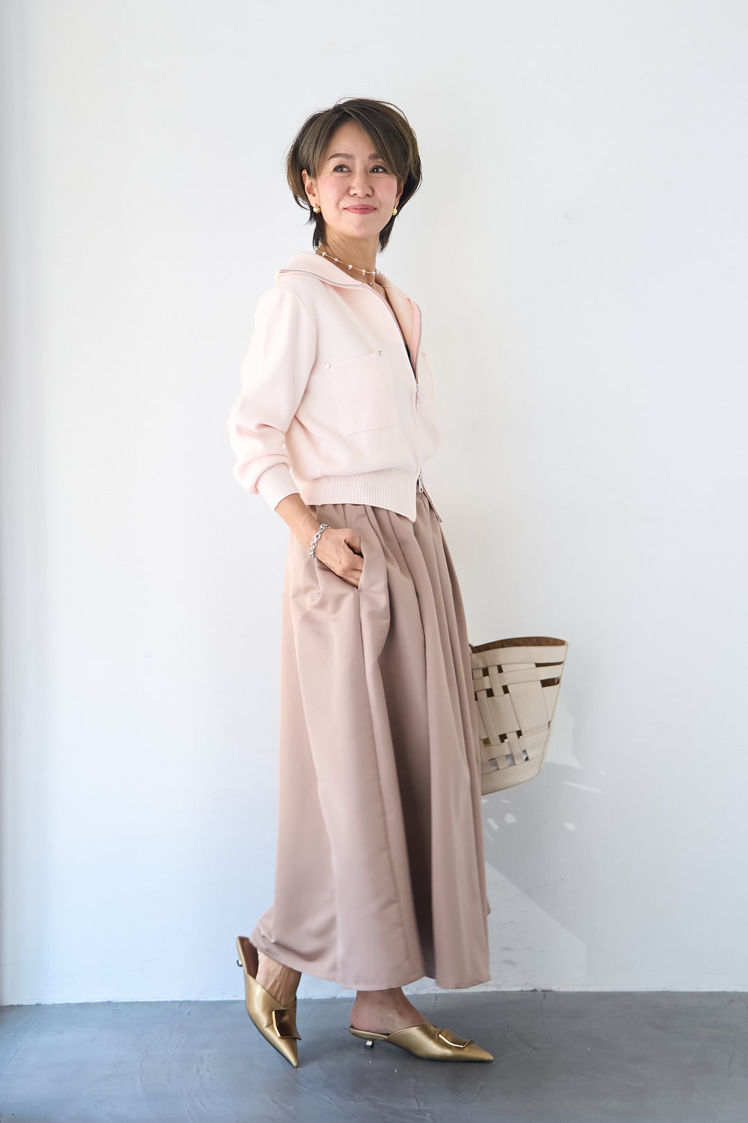 ダブルジップ リブニットブルゾン