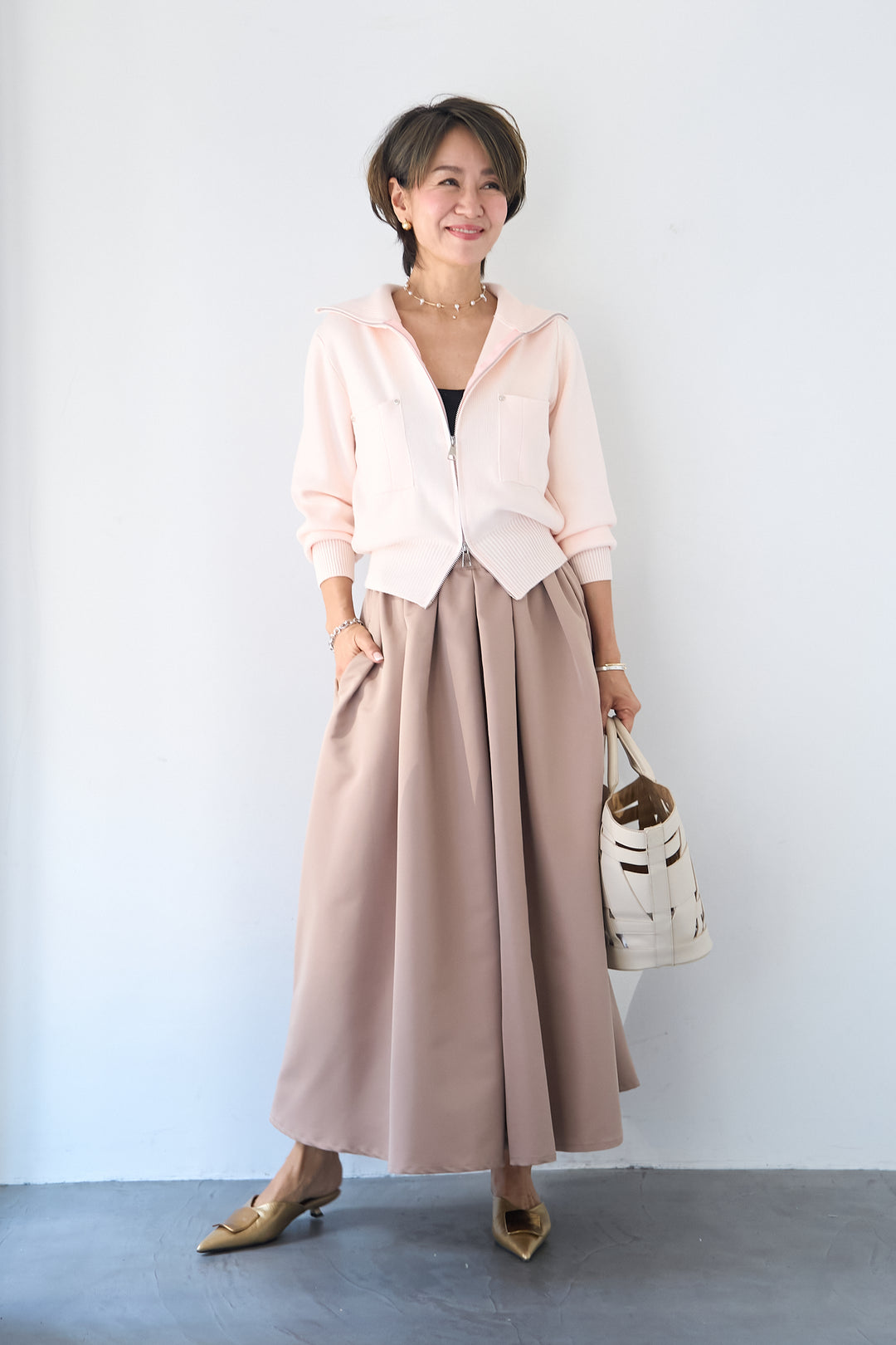 ダブルジップ リブニットブルゾン