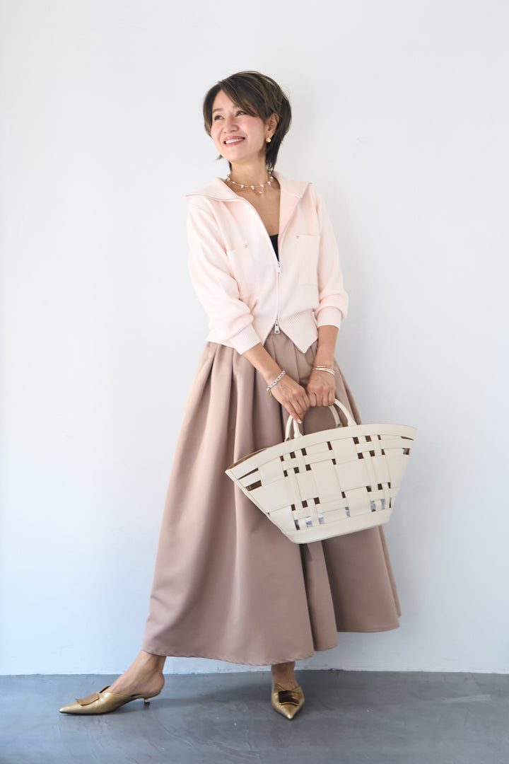 ダブルジップ リブニットブルゾン