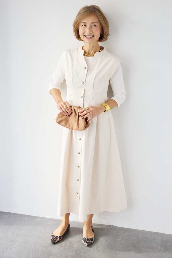 ノースリーブ デニムワンピース