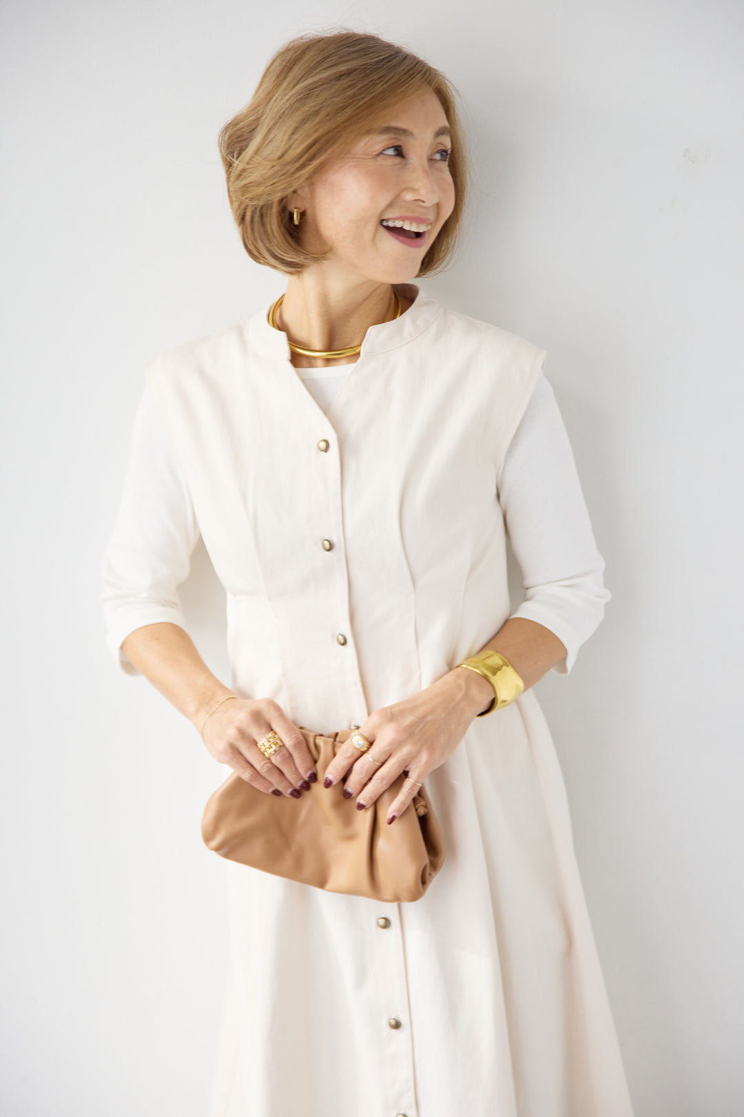 ノースリーブ デニムワンピース