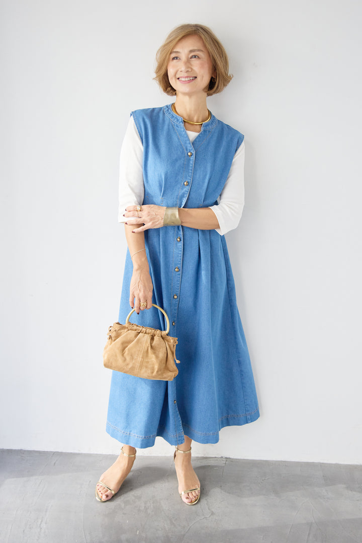 ノースリーブ デニムワンピース