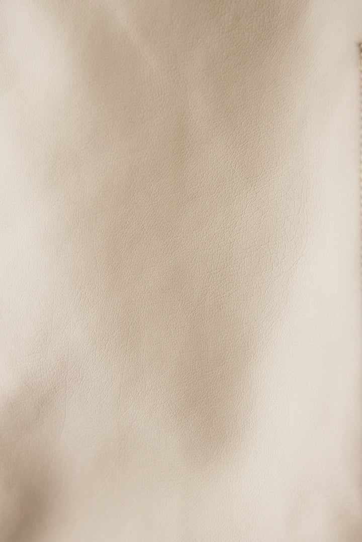 [SET]フェイクレザーノーカラージャケット+スカラップヘム レースシアーブラウス(2set)