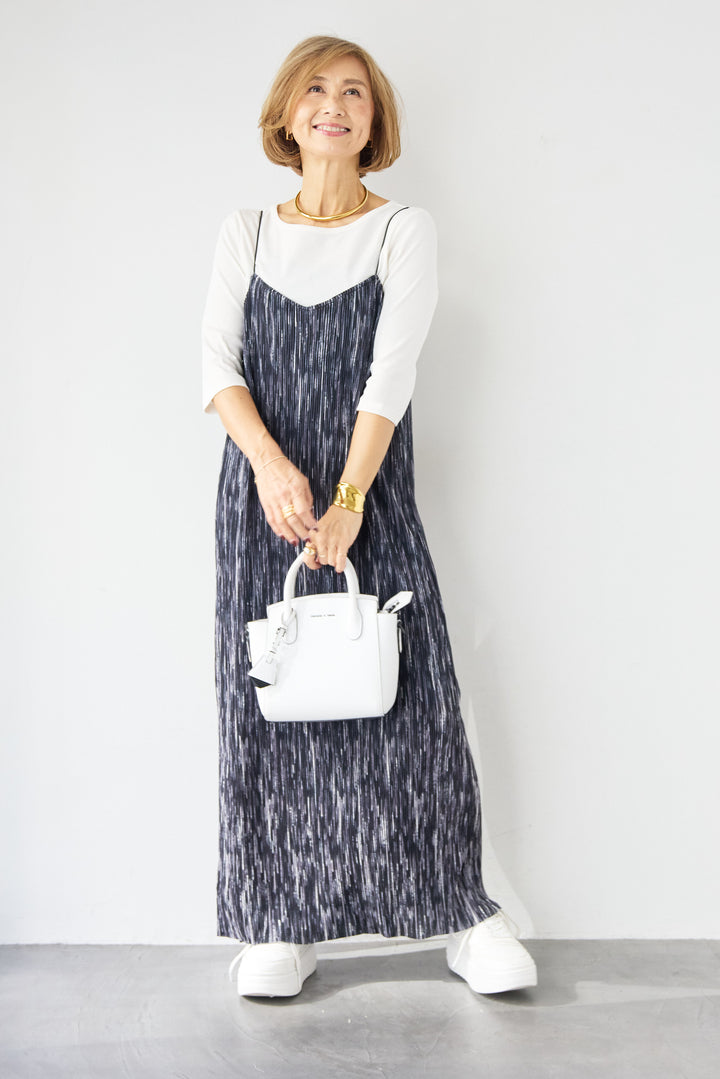 ニュアンス柄プリーツワンピース