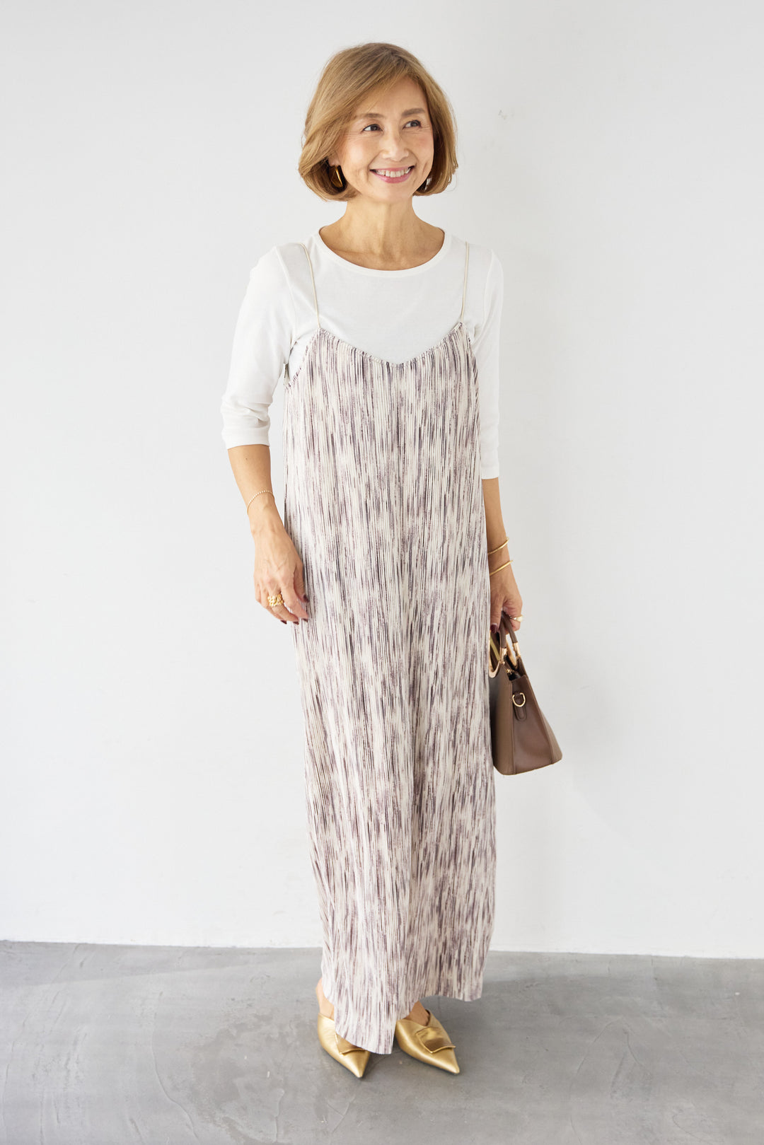 ニュアンス柄プリーツワンピース
