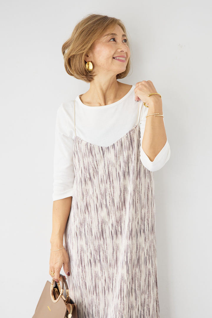 ニュアンス柄プリーツワンピース