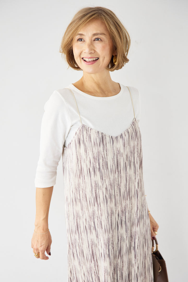 ニュアンス柄プリーツワンピース