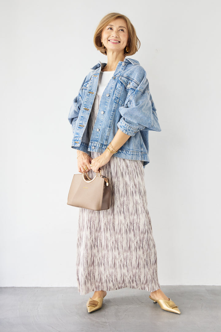 ニュアンス柄プリーツワンピース