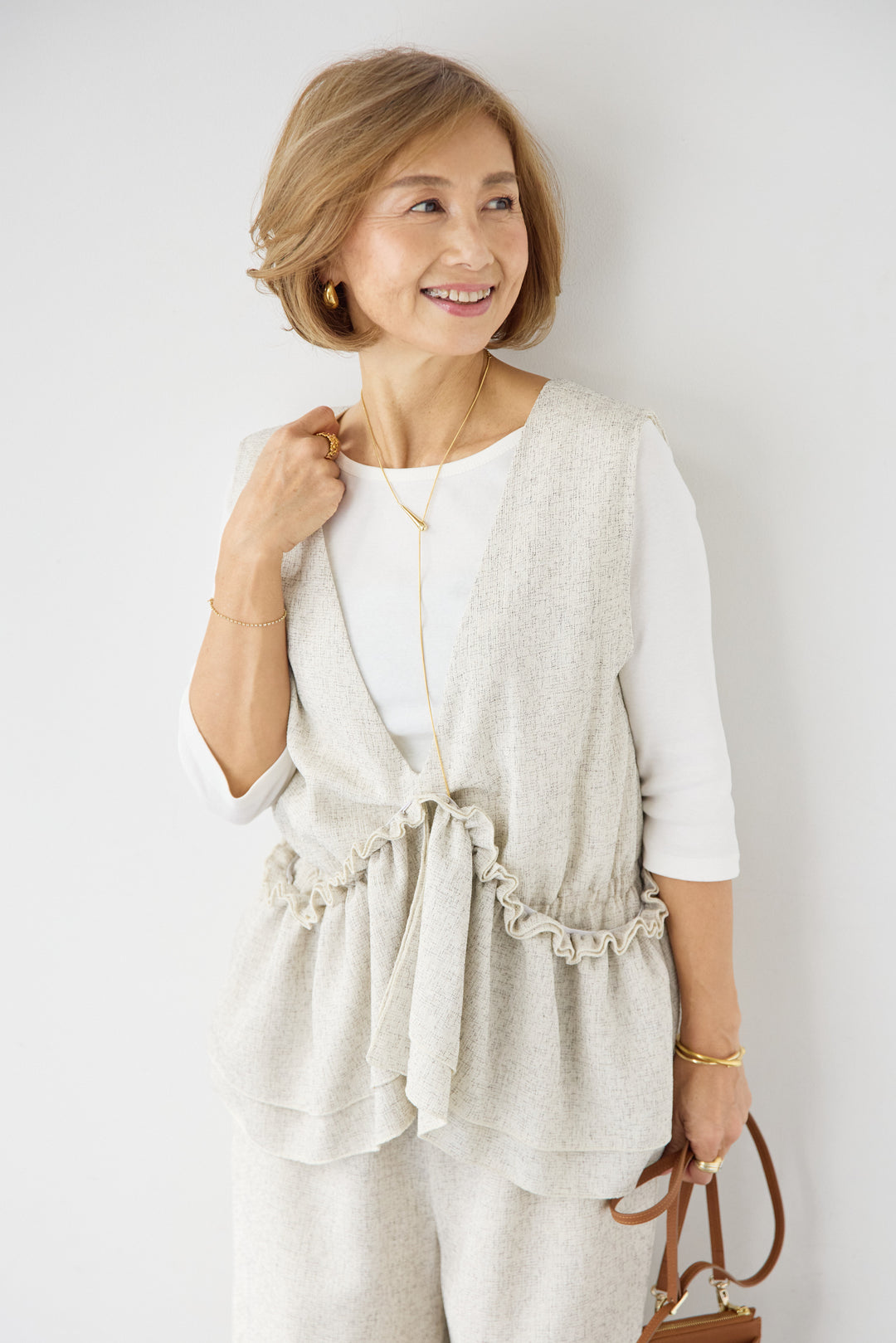 マルチウェイ ラッフルカラーロンパース