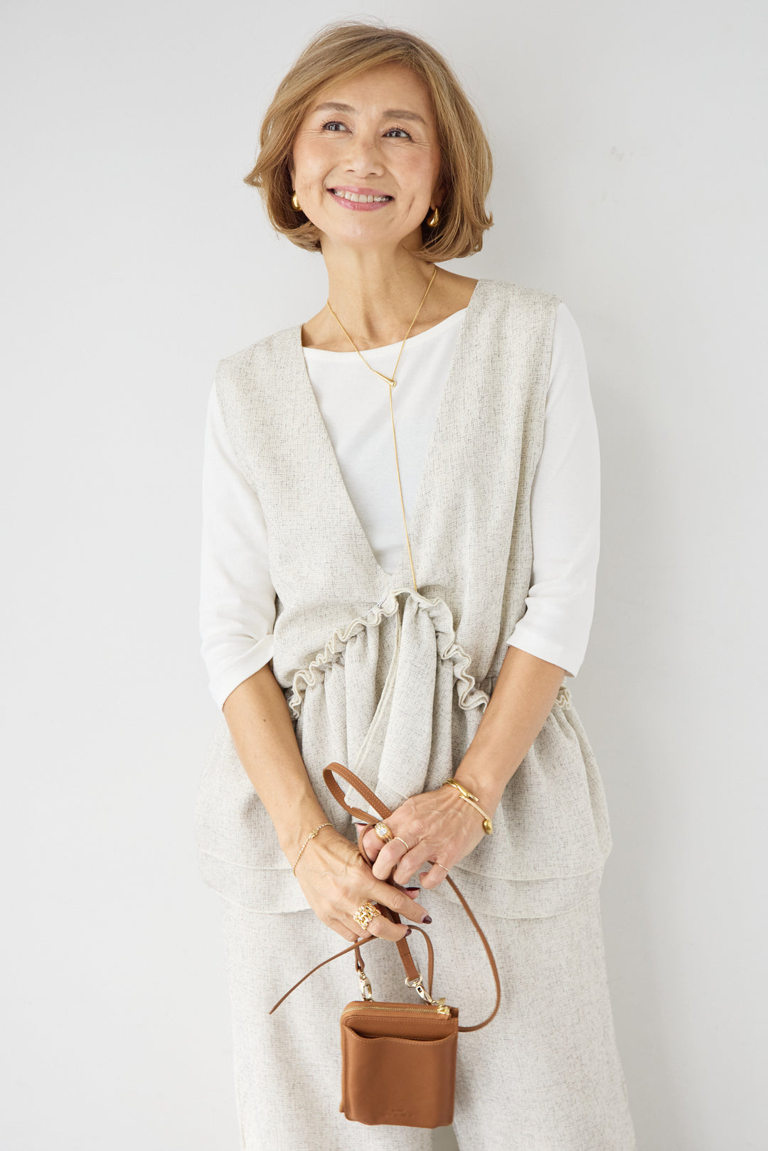 マルチウェイ ラッフルカラーロンパース