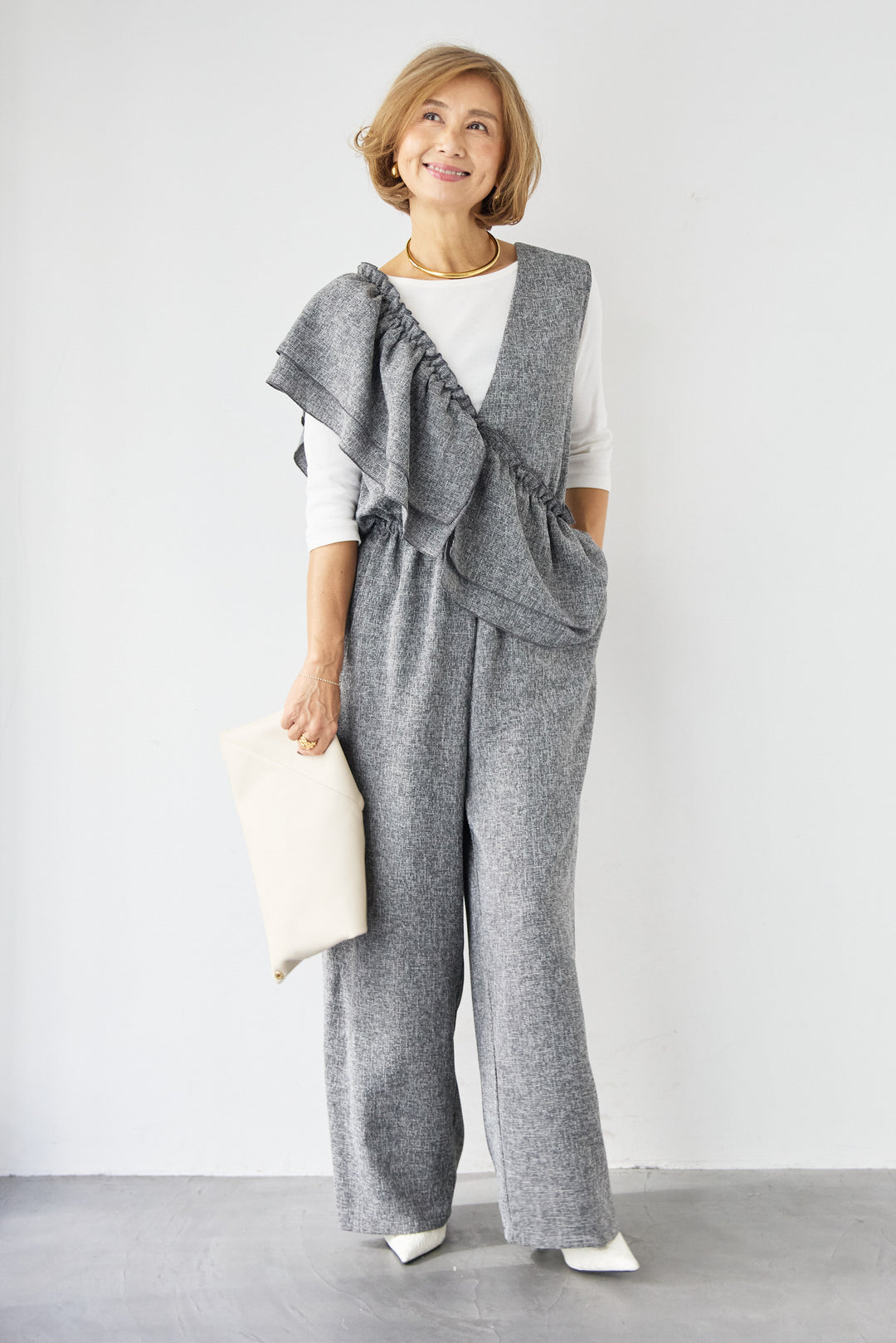 マルチウェイ ラッフルカラーロンパース