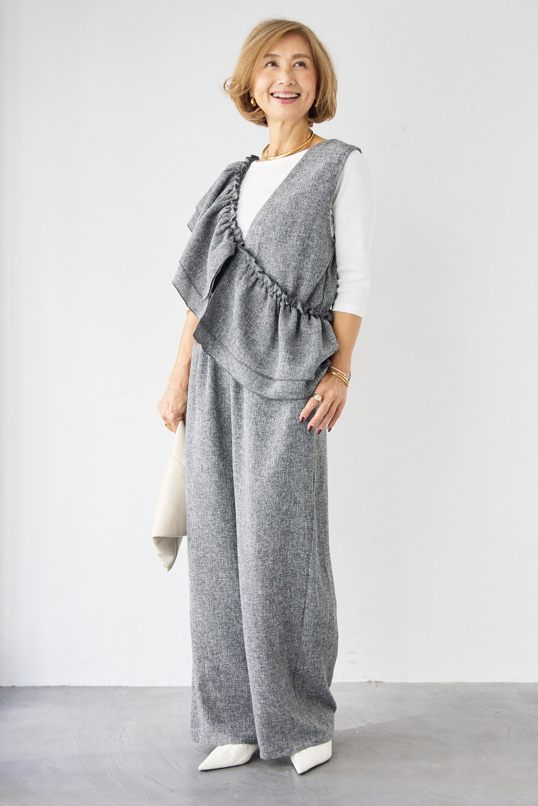 マルチウェイ ラッフルカラーロンパース