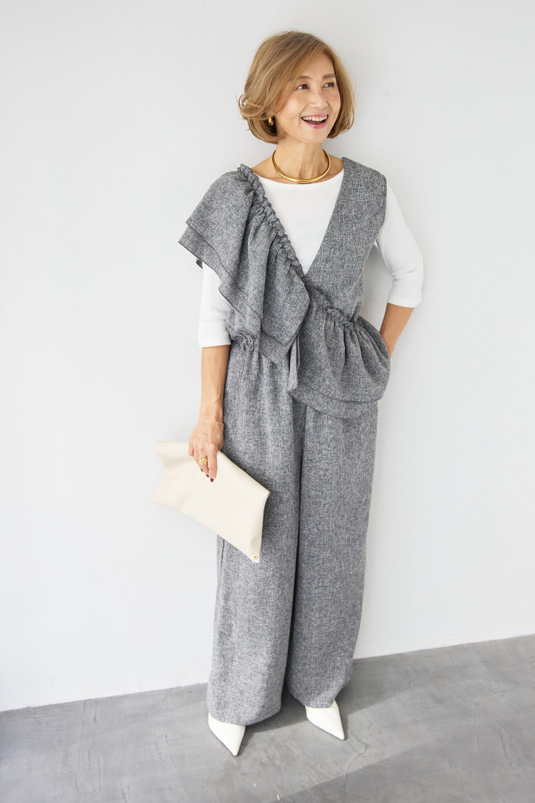 マルチウェイ ラッフルカラーロンパース